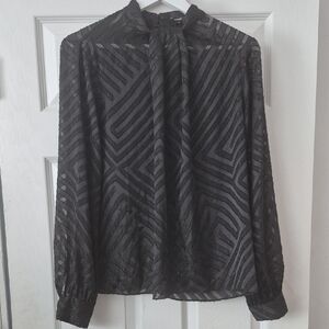 Express Black Sheer Patterned Blouse